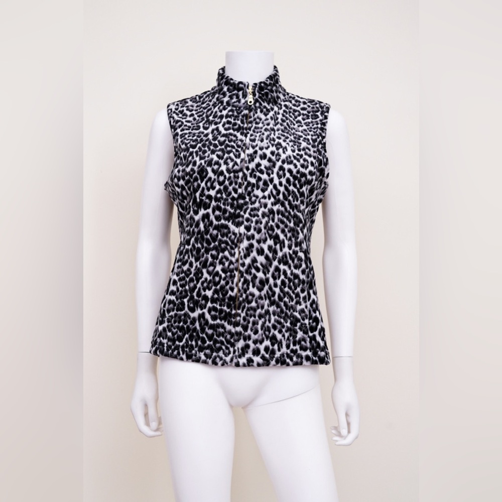 Character Club Womens Cheetah Print Zip Vest Size Small